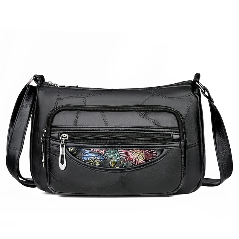 

new women messenger bags fashion 3d print flower small crossbody shoulder bag casual tote handbags soft sheepskin leather bags