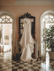 Mermaid Wedding Dresses Ruffles One Shoulder Appliques Lace Plus Size African Bridal Gowns Long Train Vestido De Noiva