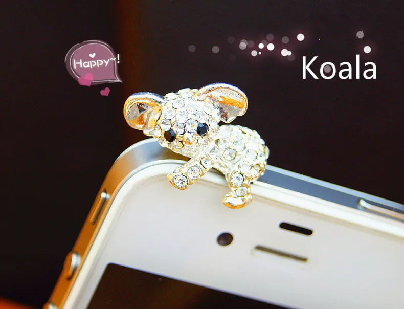 Наушники jack Anti-dust милый бриллиант koala Корона пылезащитные заглушки для iphone пылезащитный телефон штепсельная вилка 3,5 мм пылезащитные заглушки