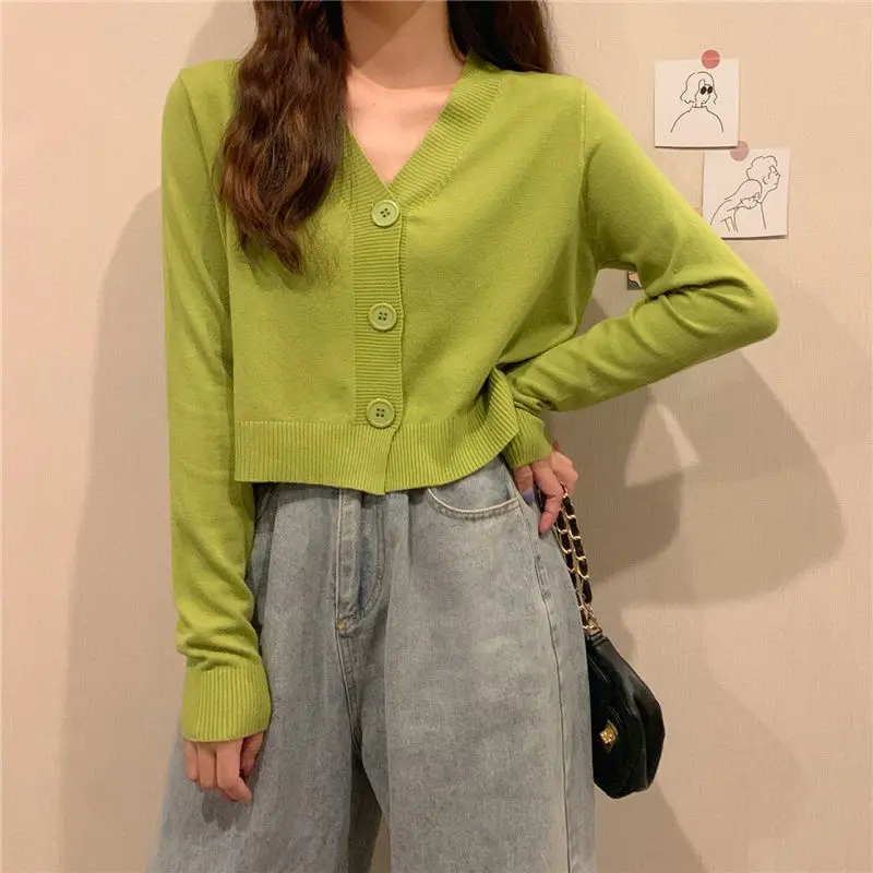 Gilet Cardigan Femme,Cardigan court à manches longues pour femmes,9