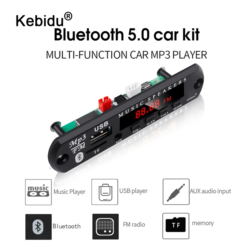 

Car Audio USB TF FM Radio Module Wireless Bluetooth 5.0 5V 12V MP3 WMA Decoder Board MP3 Player with Remote Control For Car