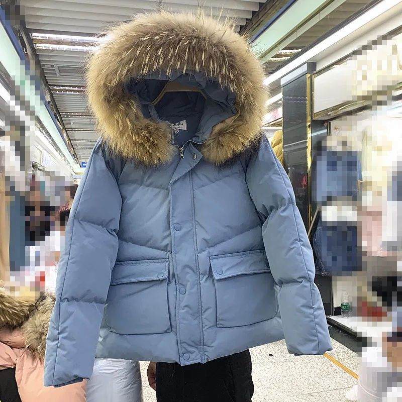 Зимняя одежда, новая куртка с коротким меховым воротником и капюшоном на хлопковой подкладке, женское плотное теплое пальто, женские свободные парки, куртки