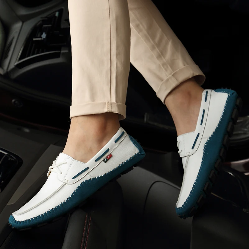 Spring and autumn men's shoes comfortable high quality lightweight lace loafers leathe non-slip wear-resistant large size 47