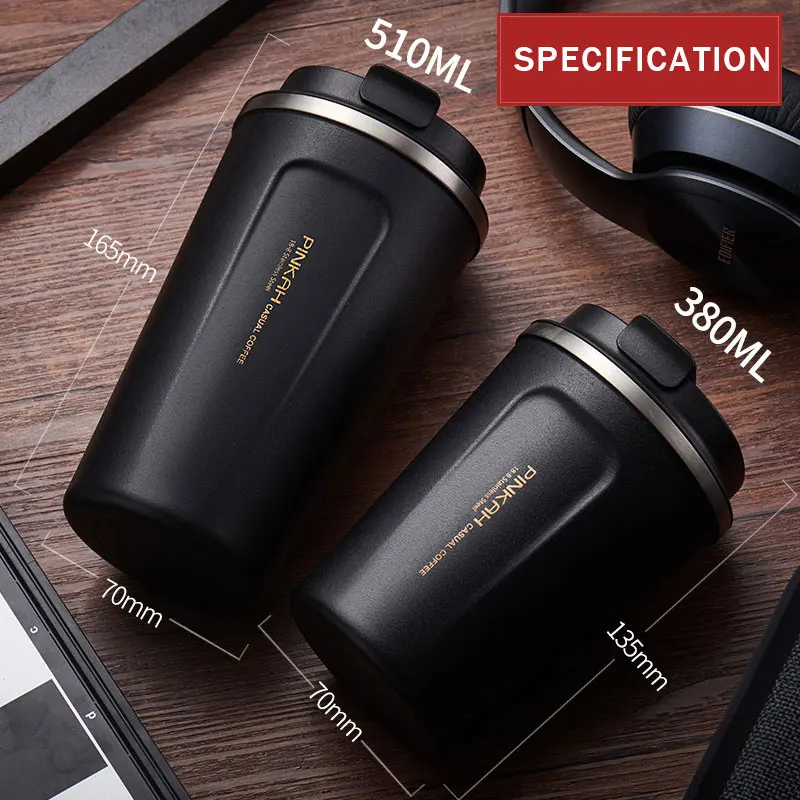 380 & 510ml 304 Stainless Steel Thermo Cup Travel Coffee Mug Lid Car Water Bottle Vacuum Flasks Gift