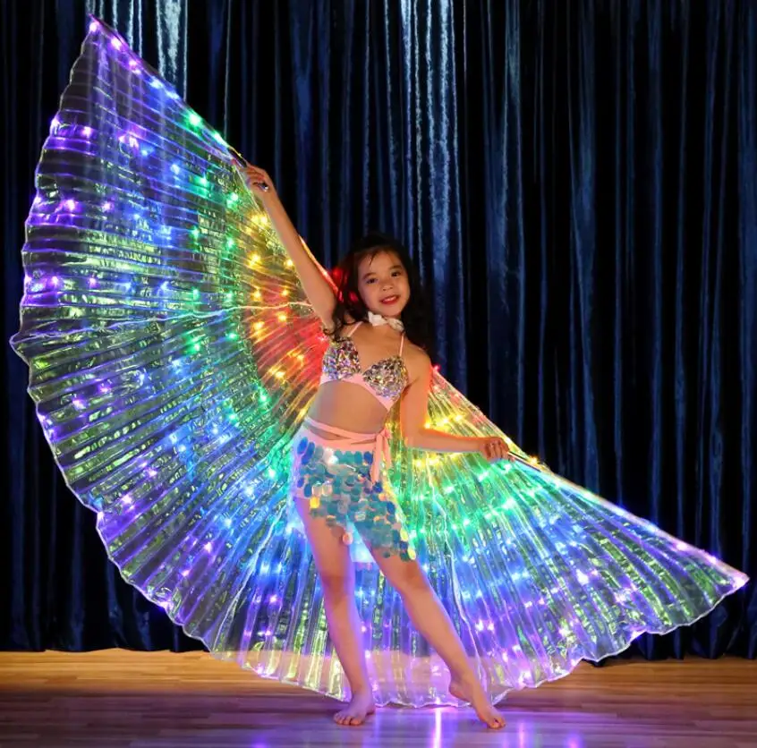 Светодиодный фонарик для танца живота для девочек, светящийся реквизит для танца живота, аксессуары для занятий танцами, костюмы для танцев, крылья бабочки - Цвет: Rainbow 7