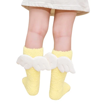 

Baby Kids Girls Angel Wings Coral Fleece Cute Socks Children Winter Autumn Warm Floor Leg Warmer Soft Toddler Socks