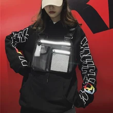 Уличная тактическая нагрудная сумка, спортивная Светоотражающая нагрудная Хип-Хоп сумка для мужчин, многофункциональная уличная стильная женская жилетка с ремнем в стиле хип-хоп