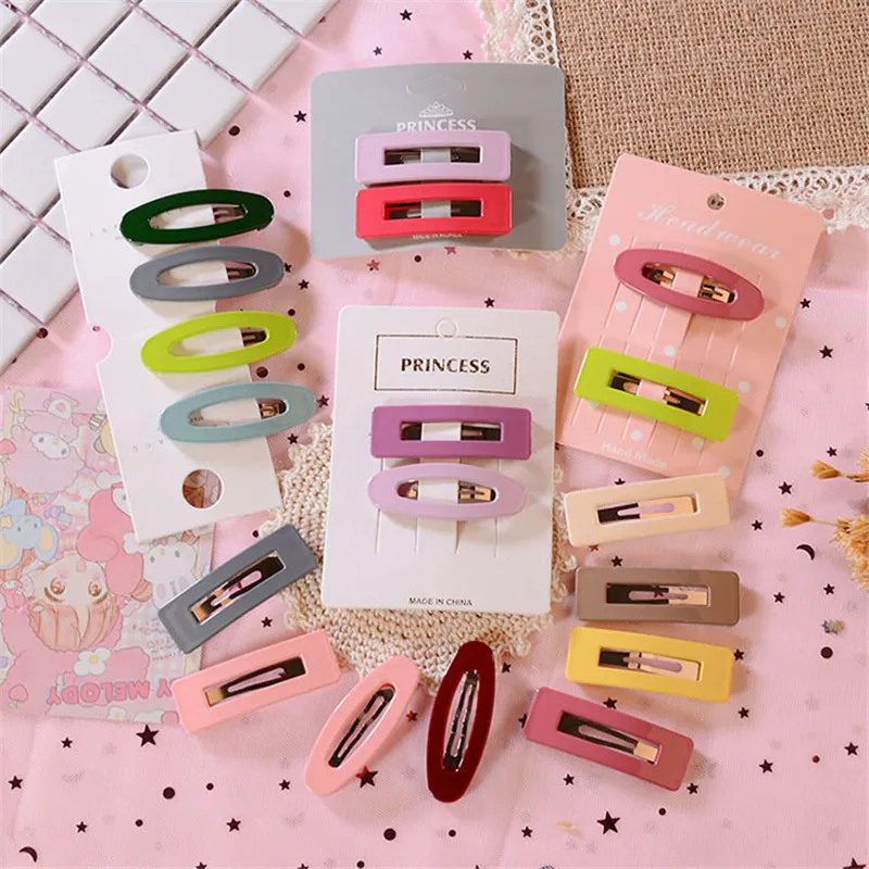 

2 Pcs/Set Bright Color Women Hairpin Fashion Square Girl Headwear For Decoration Hair Accessories