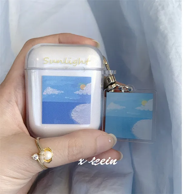 Cute Fresh Flower Earphone Case For AirPods 1 2 Pro Case Transparent TPU Air pods 3 Bluetooth Earphone Charging Box With Keyring 22