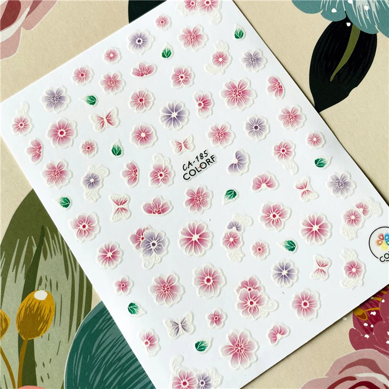 CA-172 to 210 English letters A-Z Flower 3D Back glue Nail decal Nail sticker Nail decoration Nail art Nail tool Nail ornament - Color: CA-185