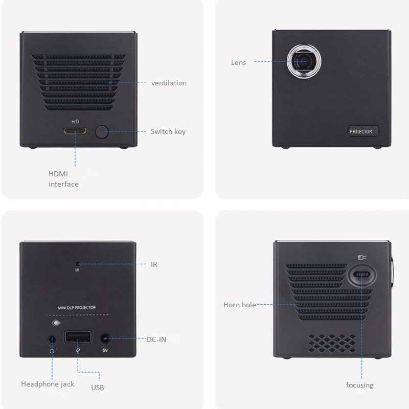 Мини DLP проектор C80, Android 7.1.2OS wifi для домашнего кинотеатра, портативный видеопроектор светодиодный видеопроектор HD с батареей Us Plug