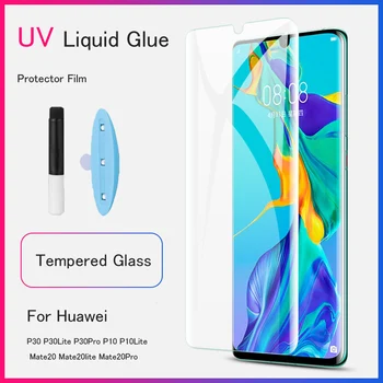 

10 Pcs/lot UV Transparent Full Liquid Glue Screen Tempered Glass For Huawei P30 Pro Mate 20 30 Pro Curved Screen Protector Film