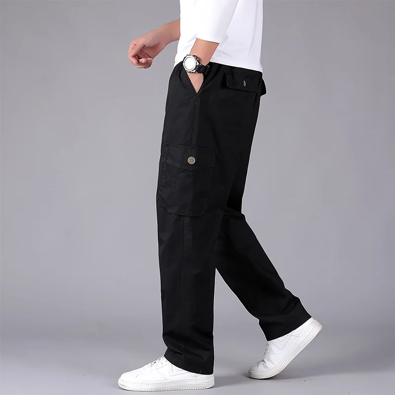 skinny cargo pants Casual Pants Men's Trousers Elastic Waist Cotton Men's Fashion Trousers Dad Pants Loose Straight Cargo Pants Khaki Black Gray cargo sweatpants Cargo Pants