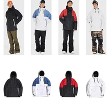 Homme et femme veste de Ski imperméable mode Snowboard manteau Ski costume veste popeline manteau coupe-vent pluie veste blanc bleu(China)