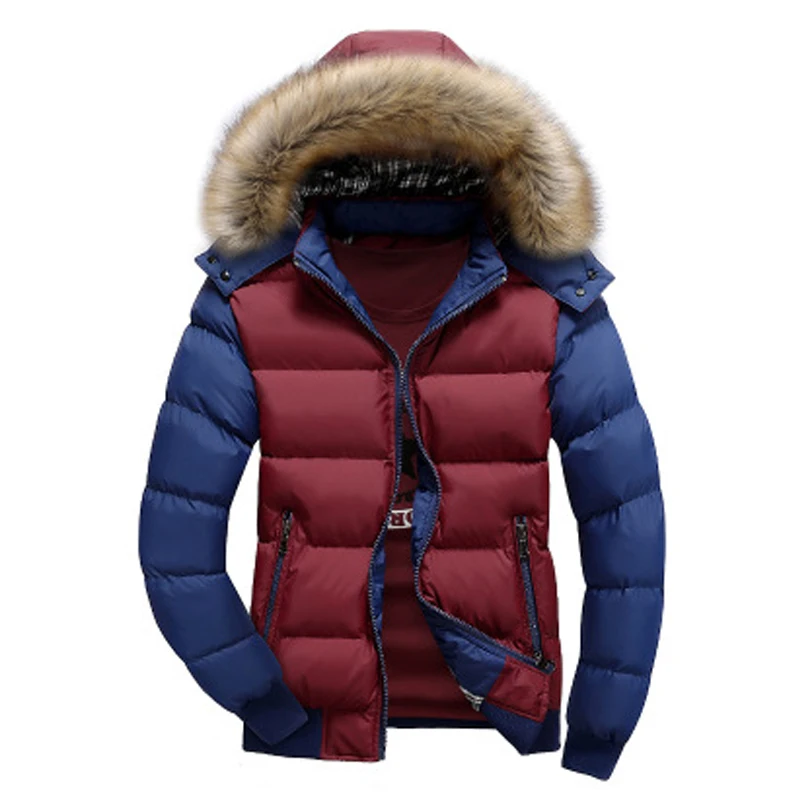 Red and blue Manoswe, Зимние Модные теплые куртки, Мужская Толстая хлопковая одежда, верхняя одежда, ветровка, качественная куртка, мужские пальто, большие размеры, S-7XL - Цвет: Red and blue