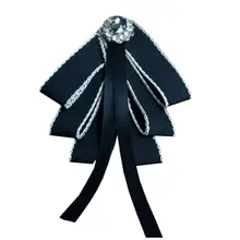 Корейский консервативный Стиль Многослойная лента бабочка стразы ювелирные изделия брошь булавка галстук