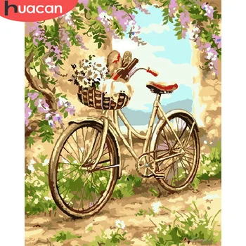 

HUACAN Paint By Number Flowers Hand Painted Painting Art Gift DIY Pictures By Numbers Bicycle Kits Drawing On Canvas Home Decor