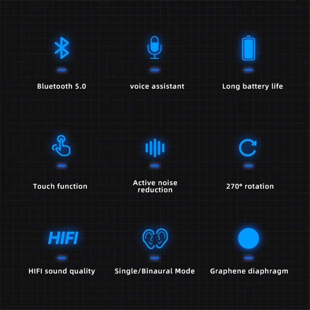 5 0 Bluetooth Headset Handsfree Fingerprint Touch HIFI Wireless Earphone for iPhone Xiaomi Waterproof Earpiece With Mic HD Call