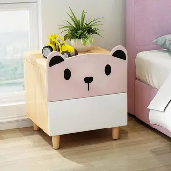 

8000 Bedside Cabinet Cartoon Bedroom Children Receive Storage Solid Wood Bear Double Draw Bedside Cabinet Mini Cabinet