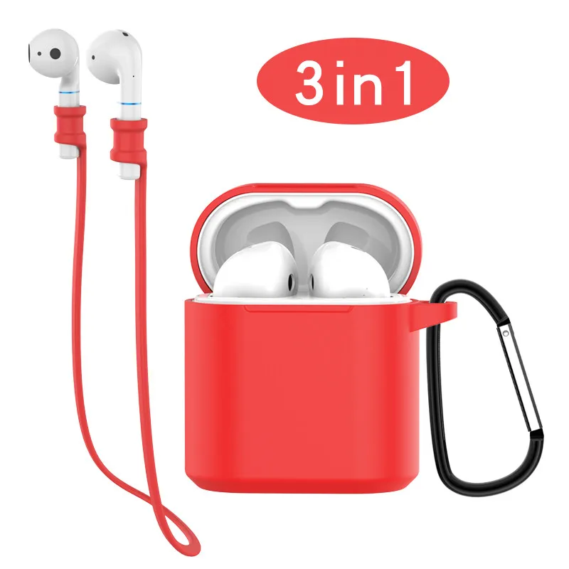 

3 IN 1 Silicone Earphone Case for FlyPods Charging Box Protected Skin Cover Headset Case with Carabiner Hook Anti-lost Strap