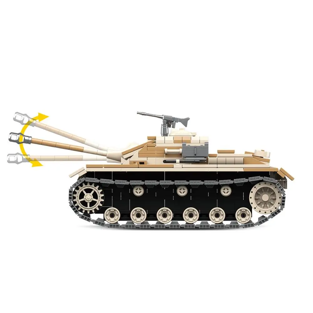 Военная армия Второй мировой войны WW2 полиция спецназ Солдат Германия sturmgeschultz III модель танка строительные блоки кирпичи детские игрушки