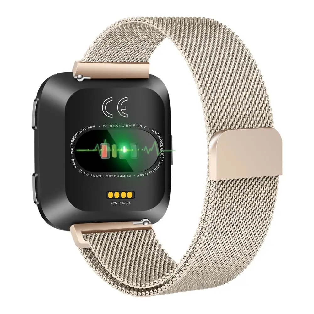 Champagne gold Joyozy наручные Миланский Магнитный Браслет fitbit Versa 2 умные часы металлический браслет из нержавеющей стали для Fitbit Versa аксессуары для ремешка - Цвет ремешка: Champagne gold