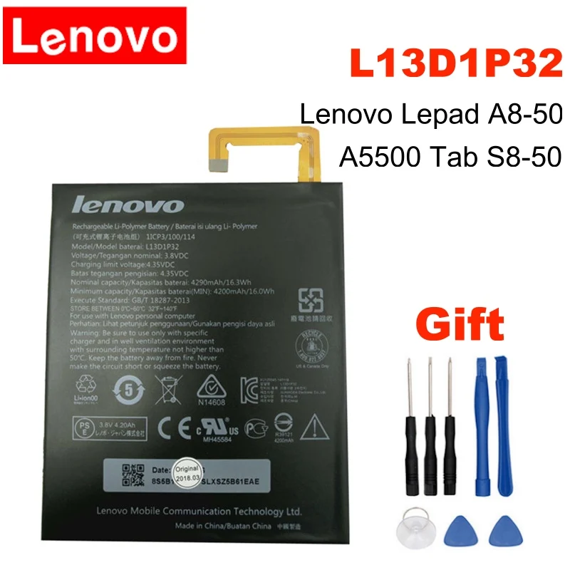 Аккумулятор Lenovo L13D1P32 4290 мА · ч оригинальный аккумулятор для A8-50 A5500 label S8-50 +