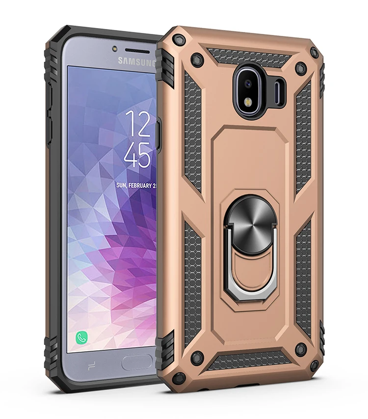 Для samsung Galaxy J4 J6 Plus J2 Prime J5 J7 Pro Core металлический бронированный чехол с магнитным кольцом для samsung J 4 7 - Цвет: Золотой