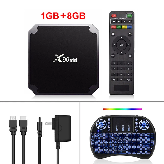 1G8G Backlit Keybo X96 Мини Android 7,1 Smart tv Box 1G/2G 8G/16G Amlogic S905W четырехъядерный 2,4 ГГц WiFi 4K HD медиаплеер Google Youtube телеприставка - Цвет: 1G8G Backlit Keybo