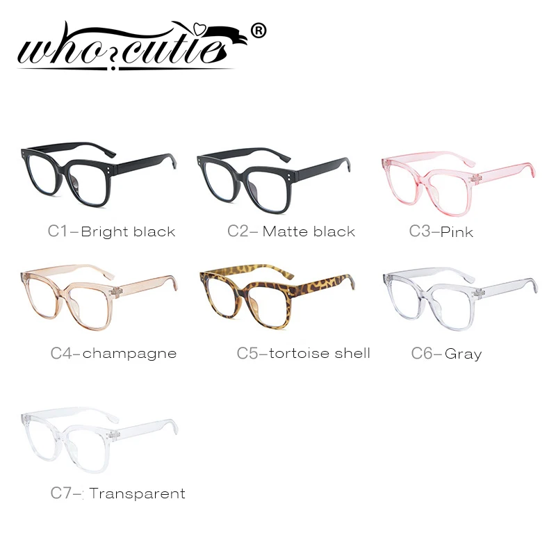 WHO CUTIE Anti Blue Light Blocking Computer Glasses Women Men Brand Design Rivet Square Frame Optical Lens Eyeglasses S131