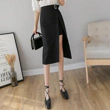 Deivor юбка средней длины с разрезом ягодиц, весна, стиль, женская модная юбка-трапеция