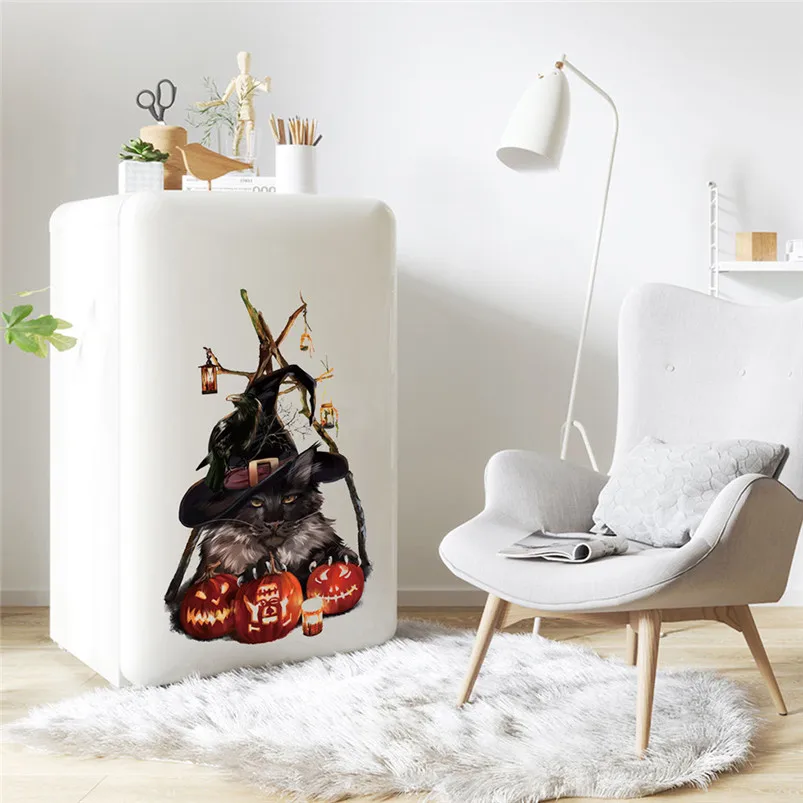 Scary Cat Halloween Wall Sticker Living Room Bedroom Decor Sticker Living Room DIY Vinilos Decorativos Para Paredes 30AUG604