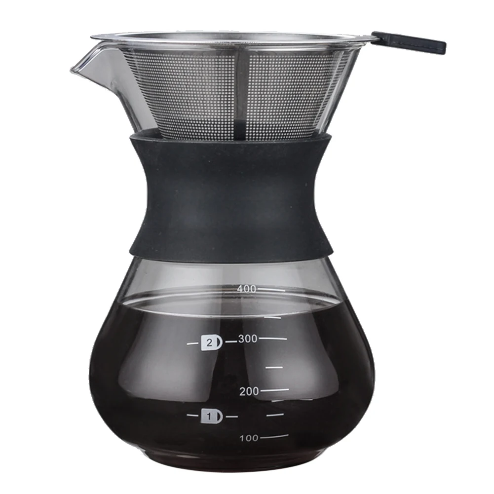 Black 400ml With Fi Pour над кофеварка с боросиликатного стекла руководство кофе капельница пивовар DTT88 - Цвет: Black 400ml With Fi
