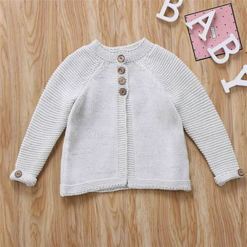 

New Casual Lovely Baby Boy Girls Knitted Sweaters Button Style Long Sleeve Striped Knitwear Coat Clothes Outfits 1-8Y