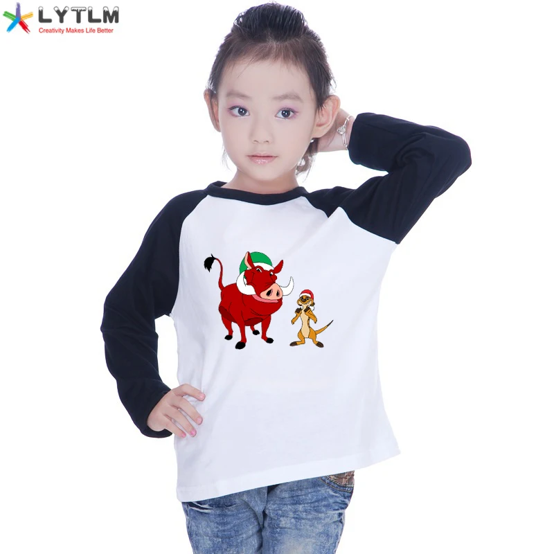 LYTLM Rey Lion/топы для девочек, футболки и футболки с тимоном пембаа, Детская футболка с рисунком льва, Детская футболка с длинными рукавами, футболка для девочек, camiseta infantil