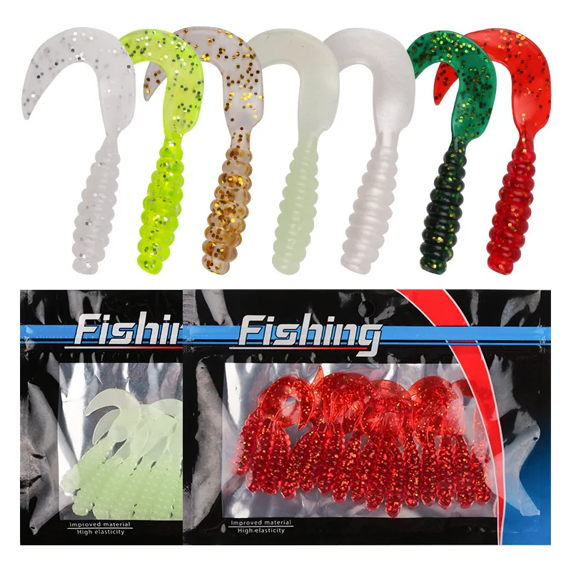 

Minnow Silicone Fishing Soft Lure, Lifelike Soft Plastic Magnets, Deep SeaTackle Bait, Curly Tail LUR, LengthTrolling, 15Pcs/Bag
