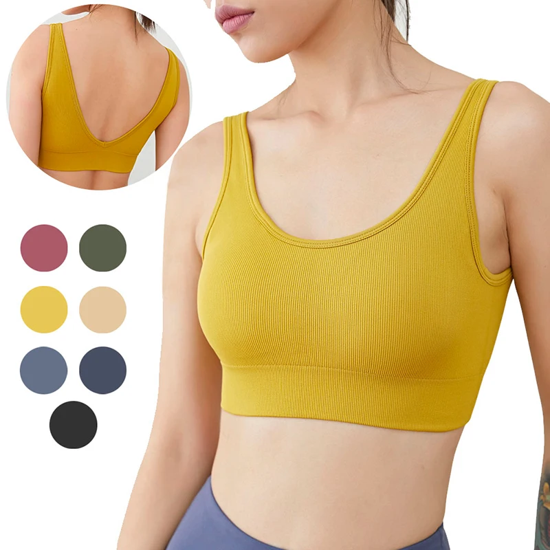

Sexy Deep-V Yoga Sports Bra Women Push Up Fitness Bras Vest-Type Tops Fitness Yoga Brassiere Sport Femme Crop Top Gym Sport Bra