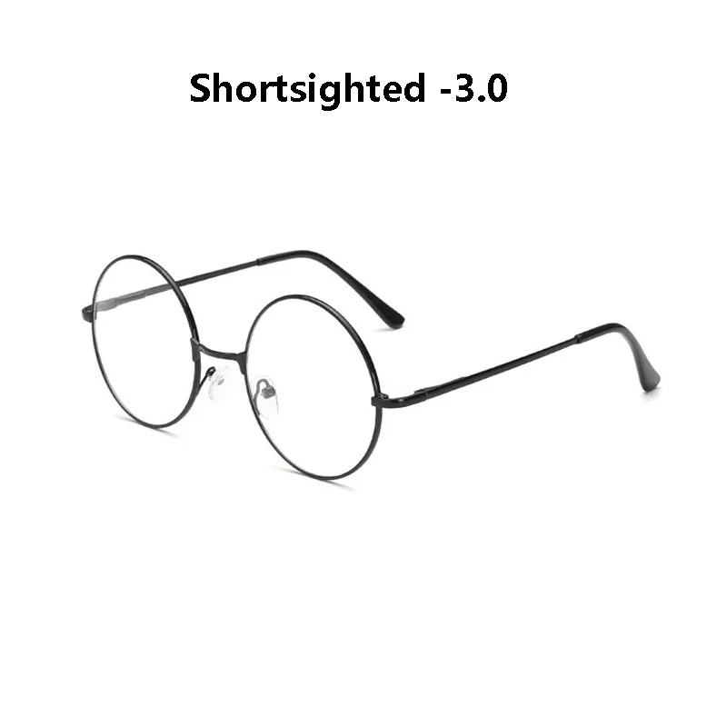 black myopia 3.0 Zilead металлические очки близорукости круглые близорукие очки мужские и женские очки для близоруких с диоптрий-1.0to-4,0 - Цвет оправы: black myopia 3.0