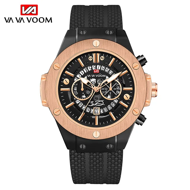 black rose black Модные Спортивные кварцевые часы мужские Уникальные водонепроницаемые наручные часы для мужчин с силиконовым ремешком большие часы лучший бренд relogio masculino - Цвет: black rose black