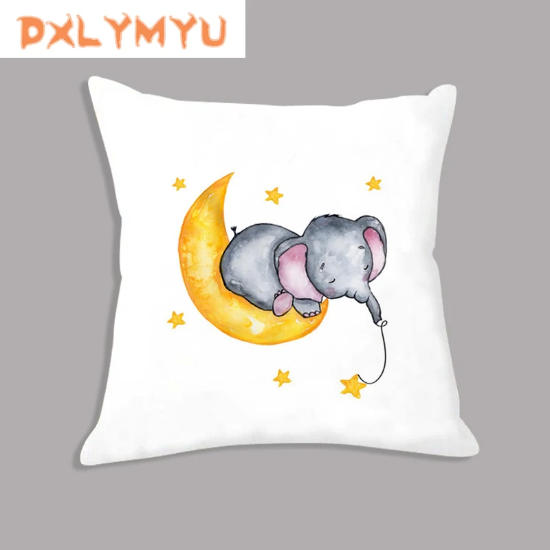 Подушка с рисунком слона плюшевая наволочка для дивана детской комнаты кровати