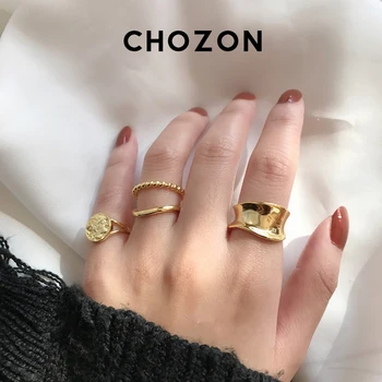 

S925 Fine Silver Simple Fashion Personality Figure round Plate Little Finger Ring 18k Small Thumb Irregular Shiny Side Wide Ring