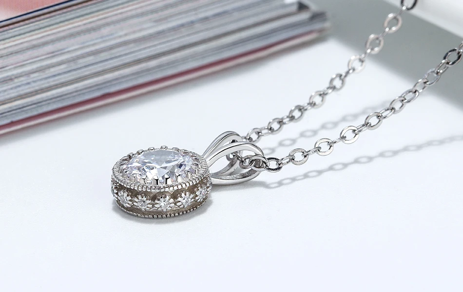 ORSA JEWELS, винтажная подвеска в виде цветка, Женское Ожерелье, натуральная 925 пробы, серебро, прозрачный, AAAA, циркон, нежный подарок, хорошее ювелирное изделие, SN215