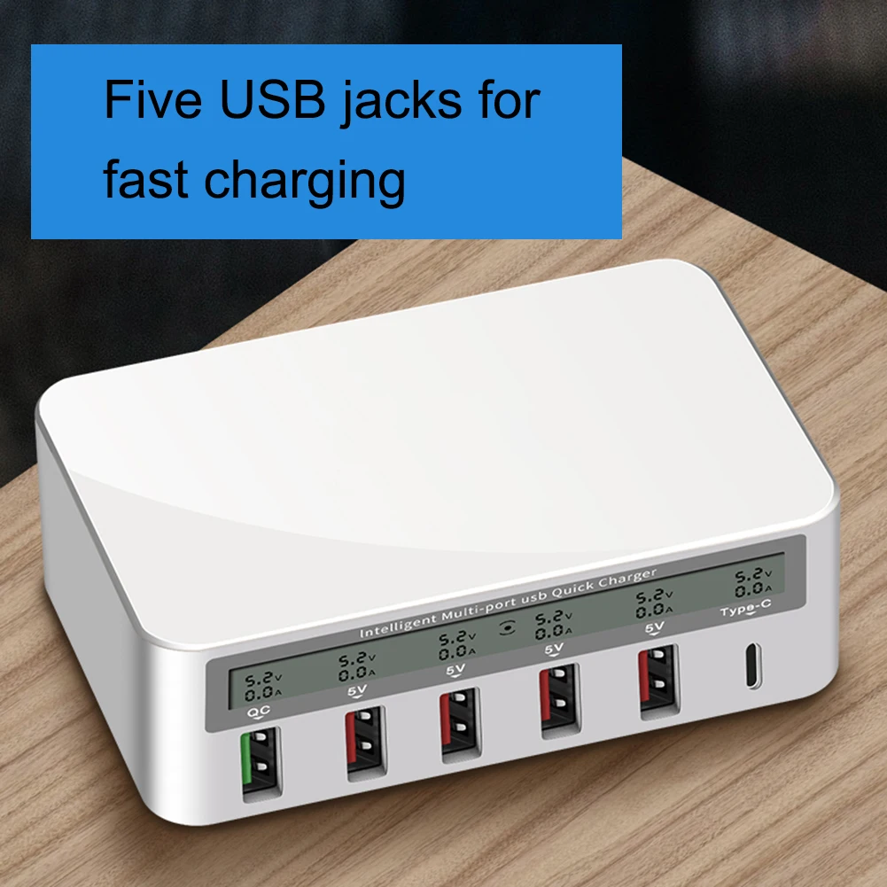 6 портов 8A 40 Вт QC 3,0 USB зарядное устройство Тип C быстрое зарядное устройство для мобильного телефона для iPhone X XS samsung S10 P30 Профессиональный светодиодный дисплей