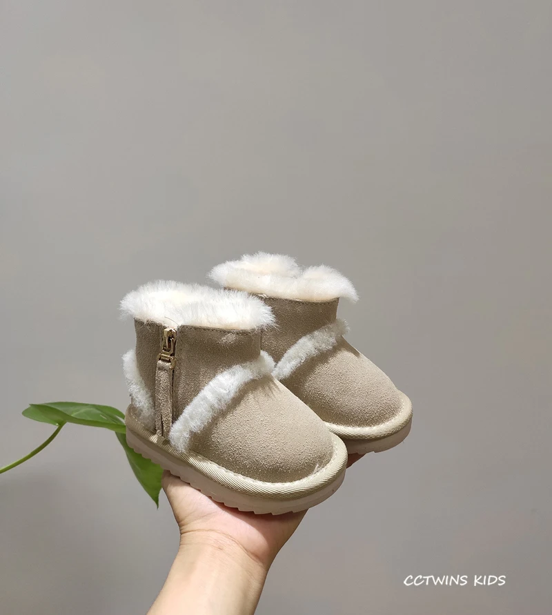 CCTWINS/детская обувь; коллекция года; Сезон Зима; модные черные зимние ботинки для девочек; мягкая обувь из натуральной кожи для мальчиков; Детские повседневные теплые ботиночки; SNB025