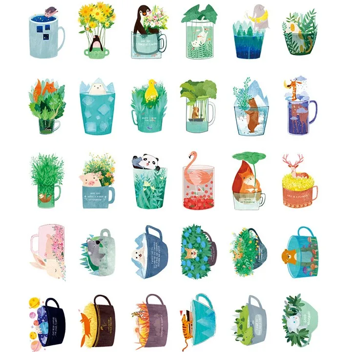 Art Postcards 30 Sheets/Set Cute Cup Animal Postcard/Greeting Card/Message Card/Birthday Letter Envelope Gift Card