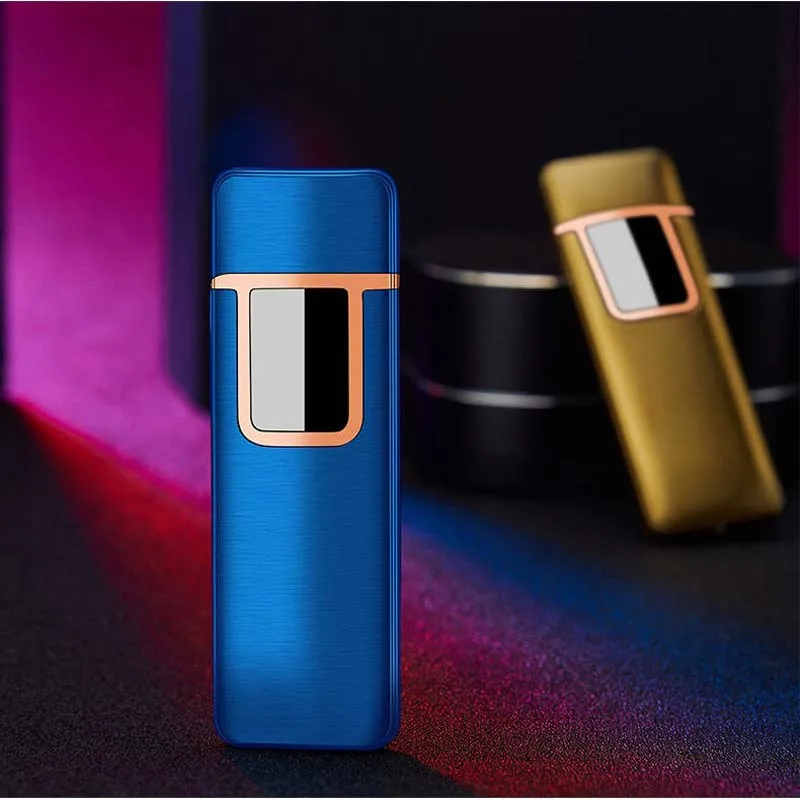 Мужская креативная ветрозащитная электронная USB Зажигалка для сигарет, отпечаток пальца, сенсорный экран, индивидуальная зажигалка, хороший подарок