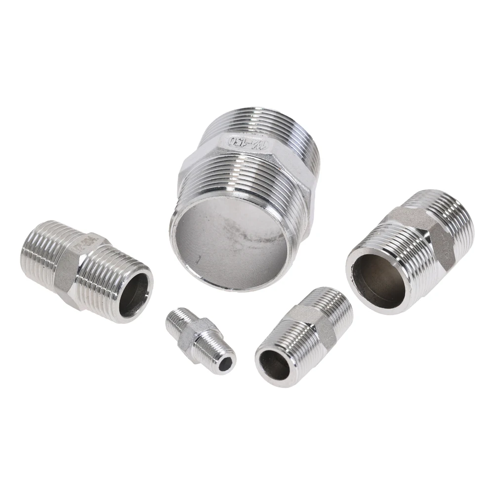 Нержавеющая сталь 304 1/" 1/4" 3/" 1/2" 3/" 1" 1-1/" 1-1/2" BSP папа-папа с шестигранной резьбой ниппель с одинаковой резьбой
