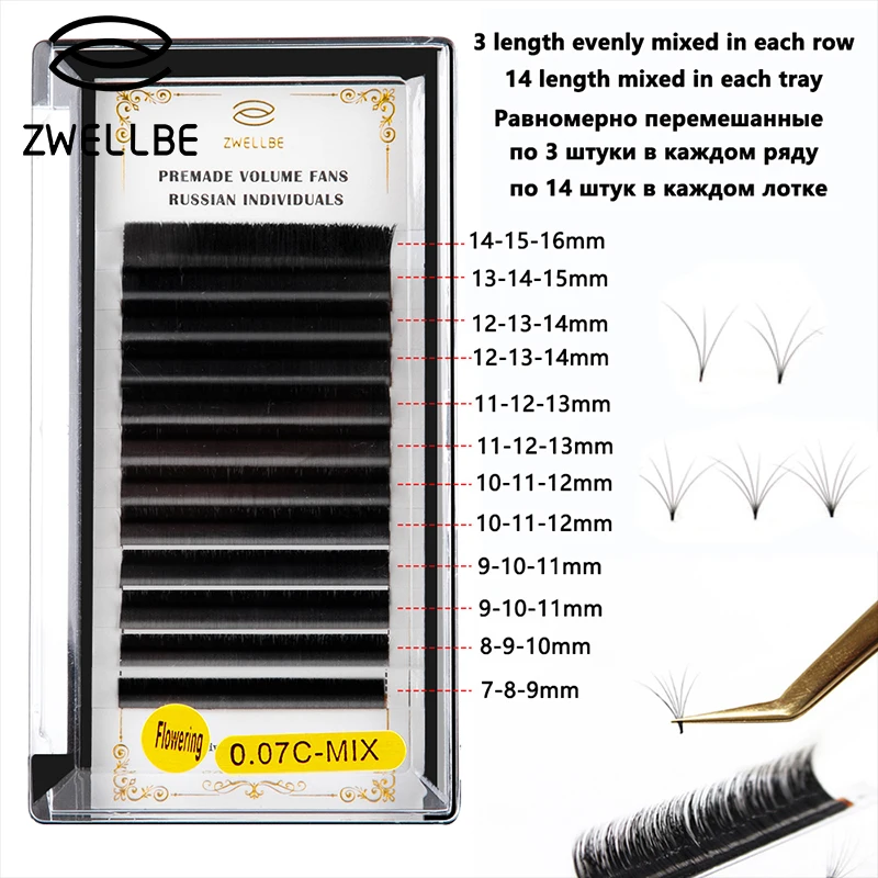 Zwellbe 3 Layer Length in One Row Easy Fan Volume Lashes Bloom