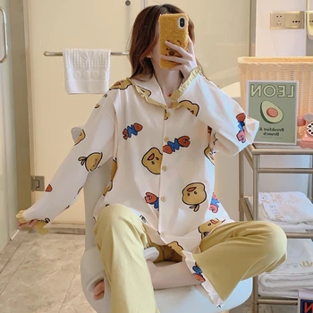 

Confinement clothing spring and autumn postpartum nursing pajamas pregnant women maternity cotton home service suit