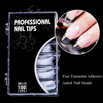 

Nail Art 100 Pieces Box Fully Stickers Nail Patches French Fake Nails White Natural Transparent color